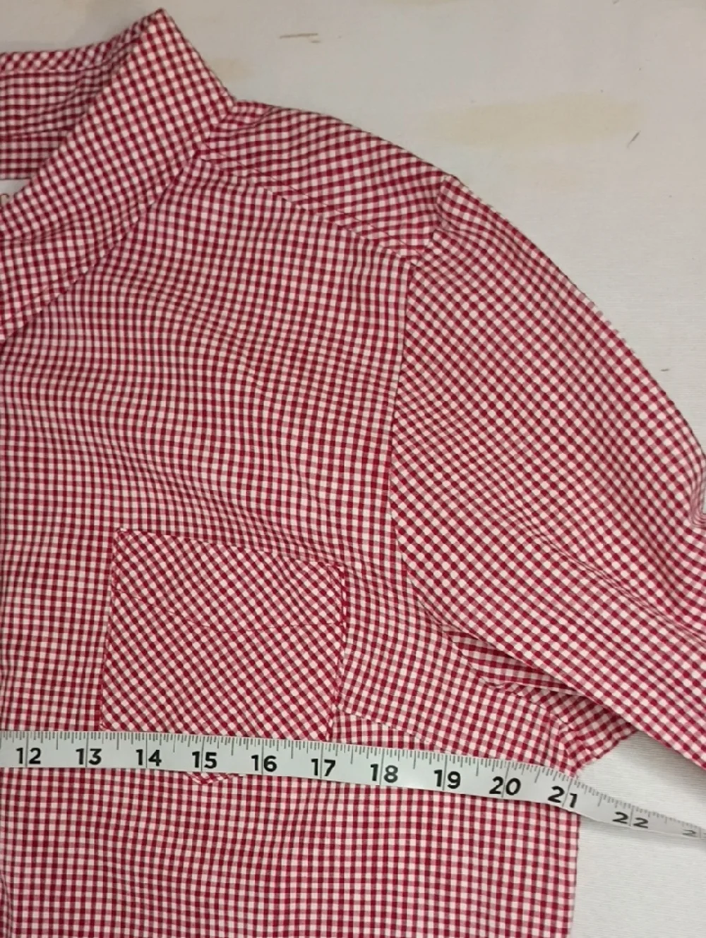 Red Gingham Button-Front Shirt Dress By D&Co - Picture 7 of 8